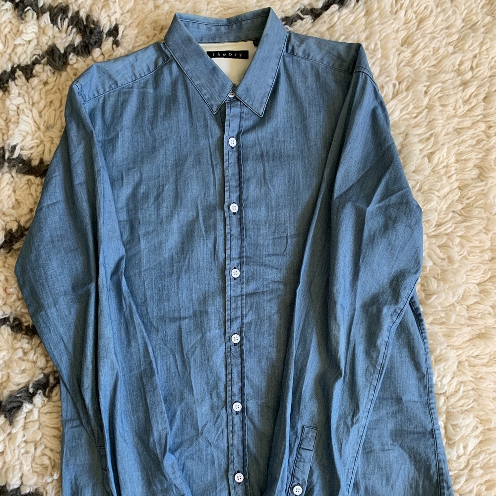 Men's Theory Chambray Button Down Shirt